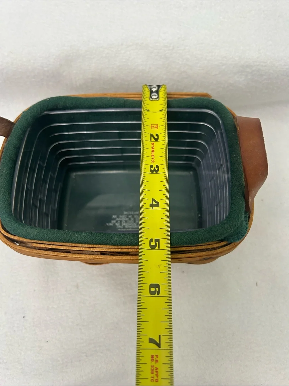 Longaberger 1997 Double Handle Brown Woven Basket with Green Liner